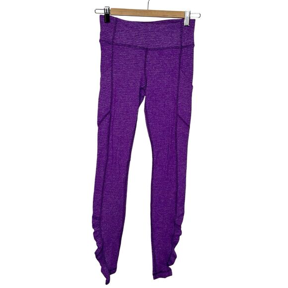 Lululemon Ruched Leggings Purple Womens 4 Running Gym Active Athletic Dopamine - Picture 1 of 10